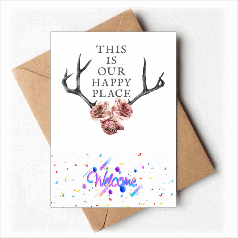 Local Happy Antler Flowers Welcome Back Greeting Cards Envelopes Blank