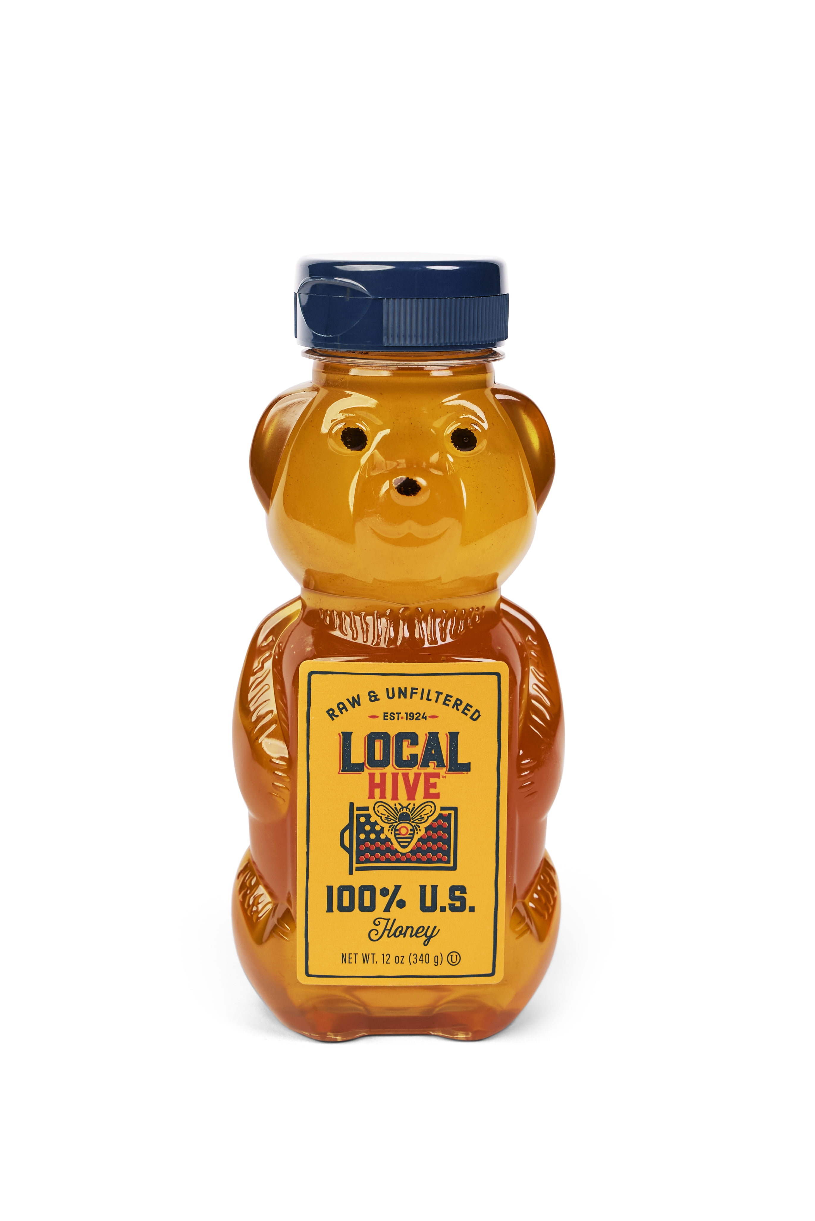 Local Hive 100% US Honey Bear Bottle, Raw & Unfiltered, Squeeze