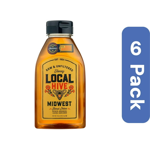 Local Hive Midwest Unfiltered Raw Honey 16 oz (Pack Of 6)