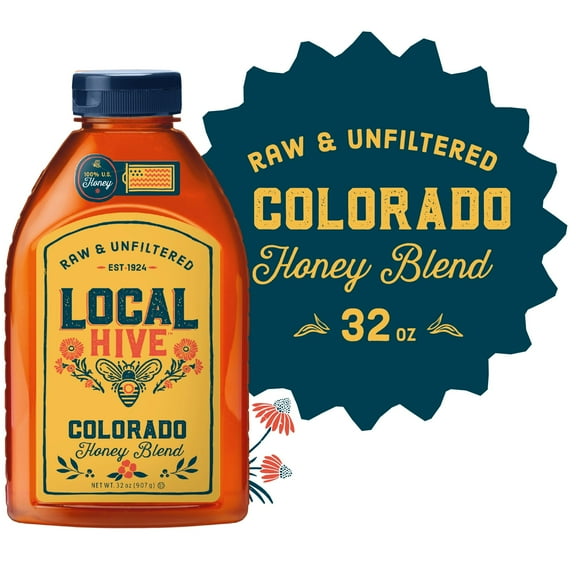 Local Hive, Raw & Unfiltered 100% U.S. Colorado Honey Blend, 32 oz Bottle