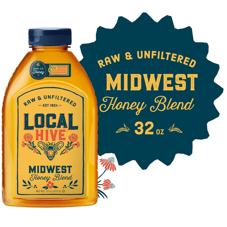 Local Hive 32oz Raw Unfiltered Midwest Honey Blend - 100% U.S.
