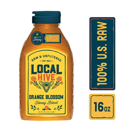 Local Hive, Raw & Unfiltered, 100% U.S. Orange Blossom Honey Blend, 16 oz Bottle