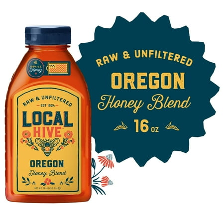 Local Hive, Raw & Unfiltered, 100% U.S. Oregon Honey Blend, 16 oz Bottle