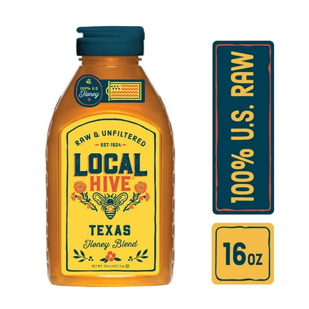 Local Hive, Raw & Unfiltered, 100% U.S. Texas Honey Blend, 16 oz Bottle