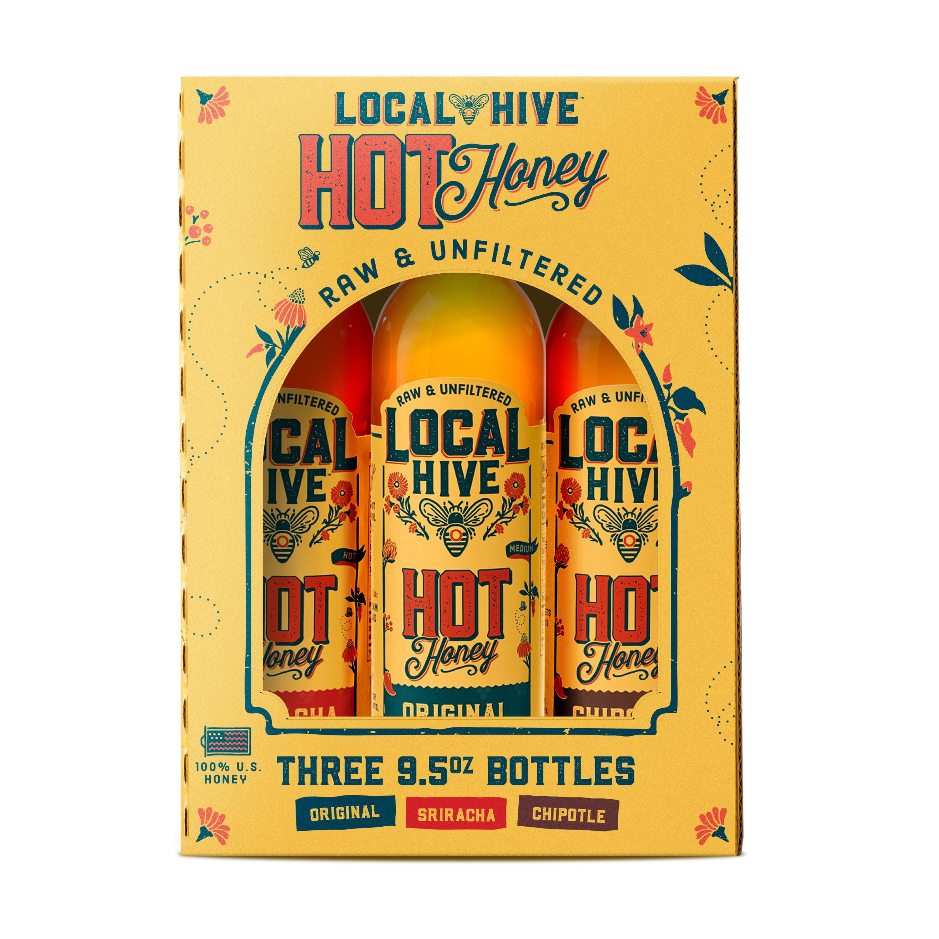 Local Hive, Raw & Unfiltered Hot Honey Gift Box, 9.5 oz Bottles, 3pk