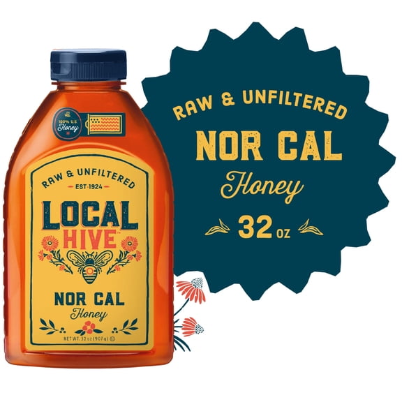 Local Hive, Raw & Unfiltered, Nor Cal Honey, 32oz Bottle