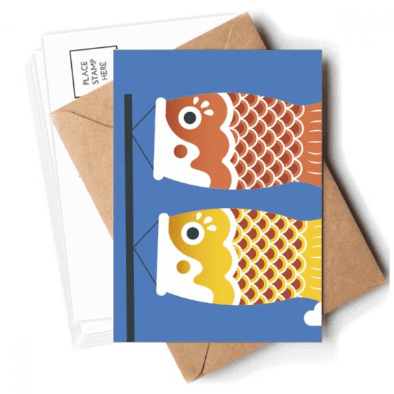 Local Japanese Cultual Fish Flag Postcards Envelopes Blank Note Cards Mailing