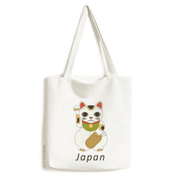 Local Japanese Culture Lucky Cat Tote Canvas Bag Shopping Satchel Casual Handbag