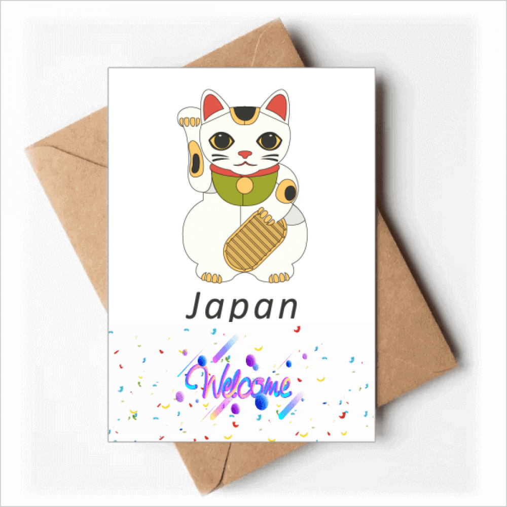 Local Japanese Culture Lucky Cat Welcome Back Greeting Cards Envelopes Blank