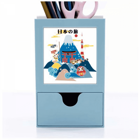 Local Japanese Travel Sightseeing Desk Supplies Organizer Pen Holder Card