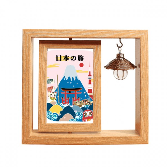 Local Japanese Travel Sightseeing Wooden Rotating Picture Photo Frame 4x6