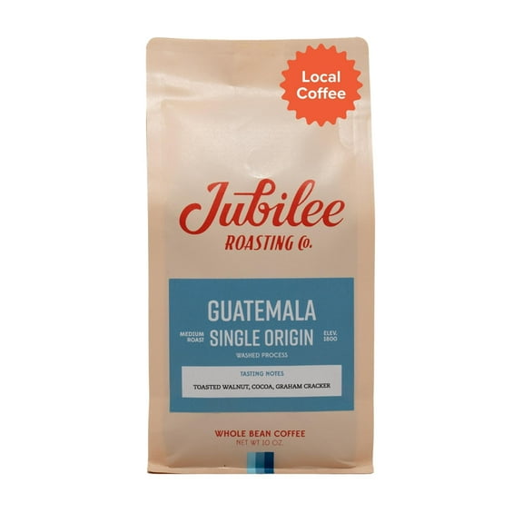 Local Jubilee Roasting Co Guatemala, Whole Bean Coffee, Medium Roast, 10oz, Naturally Caffeinated