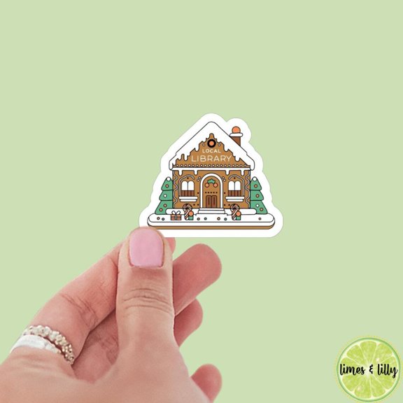 Local Library Gingerbread House Winter Bookish Sticker