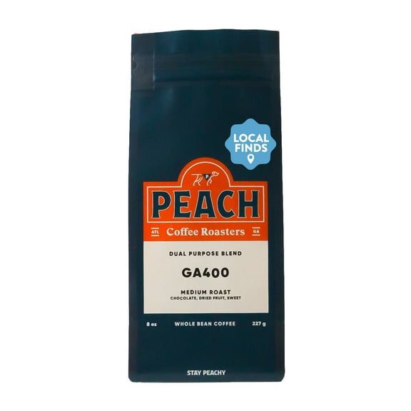 Local Peach Coffee Roasters, GA 400 Blend, Medium Roast, Whole Bean Coffee, 8oz