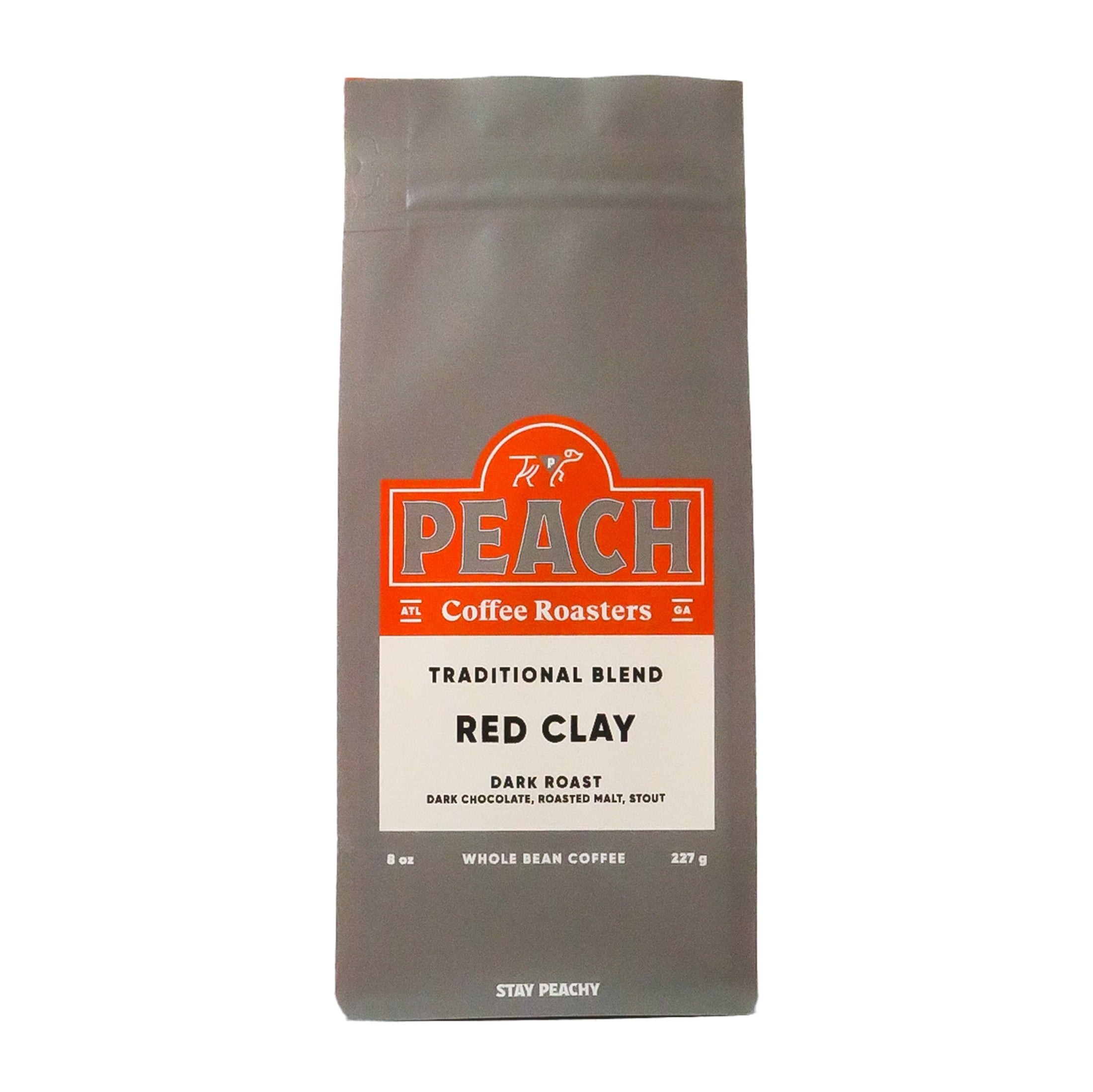 Local Peach Coffee Roasters Red Clay Blend, Dark Roast, Whole Bean Coffee 8oz, Naturally Caffeinated
