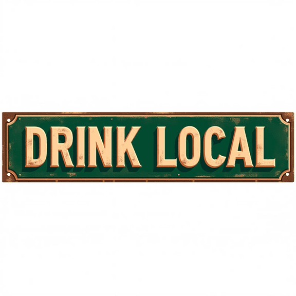 Local Pride Tin Sign 16x4 Inch Drink Local Design - Ideal for Bar, Patio, Outdoor Local Business Decor