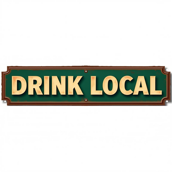 Local Pride Tin Sign 16x4 Inch Drink Local E Street Design - Great for Bar, Patio, Outdoor Local Business Decor