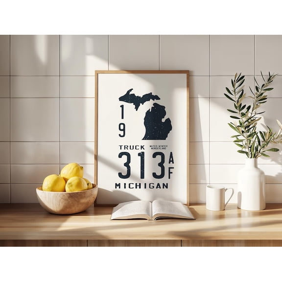 Local State Michigan Art Wall Decor Retro Travel Michigan Outdoorsy US Rustic Unframed Paper Poster 8x10in