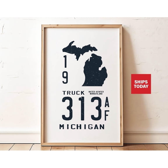 Local State Michigan Print Michigan Art Wall Decor Retro Travel Michigan Wall Art Gift For Traveler Outdoorsy Us Rustic State Symbol Wall Art, Modern Wall Decor, 8x12 UNFRAMED