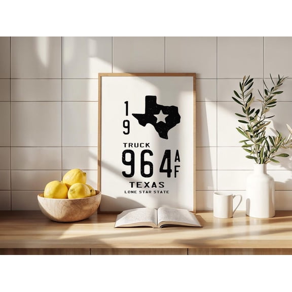 Local State Texas Art Wall Decor Retro Travel Lone Star Texas Outdoorsy US Rustic Unframed Paper Print