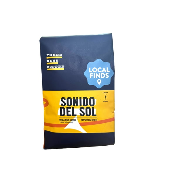 Local Three Keys Coffee Sonido Del Sol Latin American Blend Medium Roast 12oz, Naturally Caffeinated