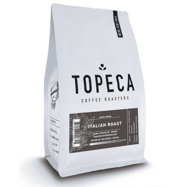 Local Topeca Coffee Italian Roast Whole Bean Medium Dark Roast, Naturally Caffeinated