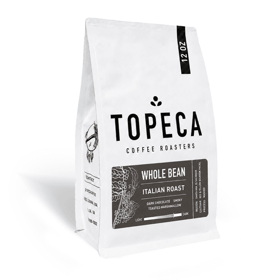 Local Topeca Coffee Italian Roast Whole Bean Dark Roast Coffee, 12 oz Bag