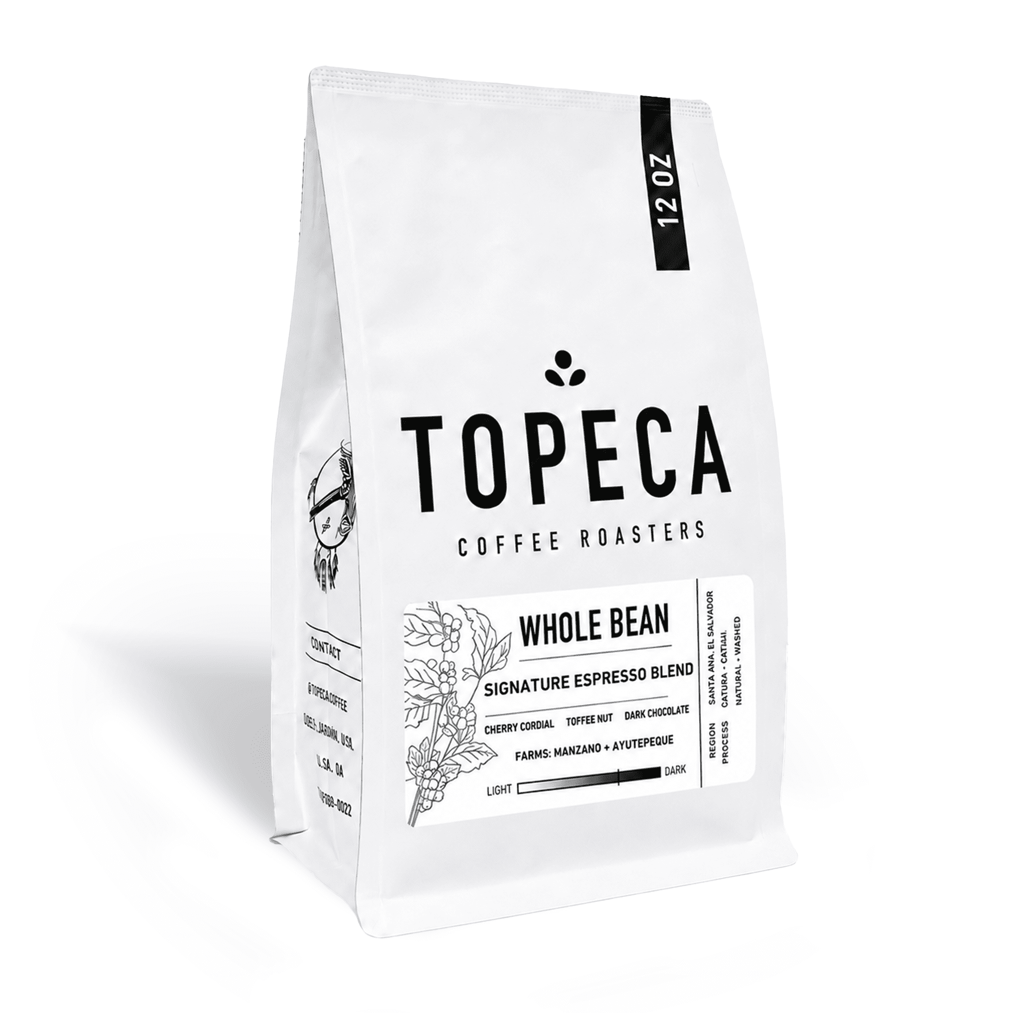 Local Topeca Coffee Signature Espresso Blend Whole Bean Medium Roast Coffee, 12 oz Bag