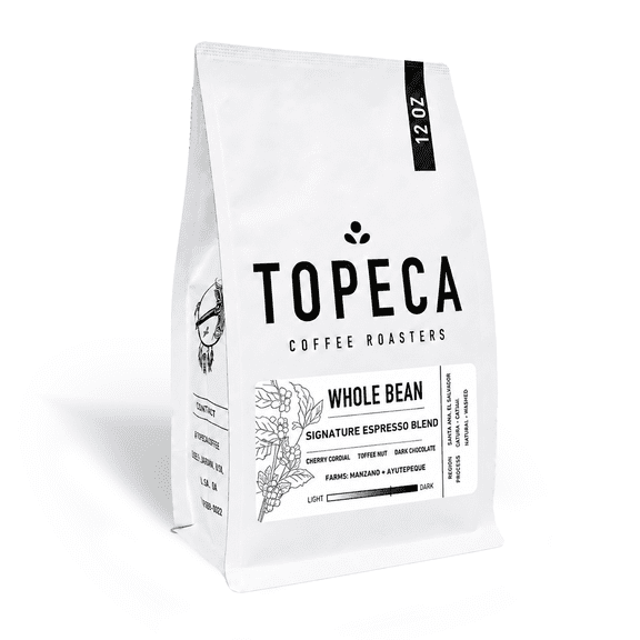 Local Topeca Coffee Signature Espresso Blend Whole Bean Medium Roast Coffee, 12 oz Bag