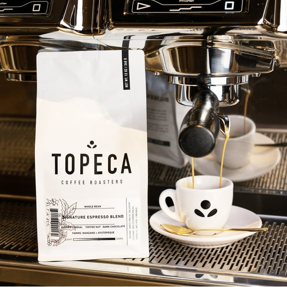 Local Topeca Coffee Signature Espresso Blend, Medium Roast Coffee, Whole Bean, 12 oz
