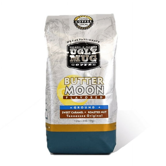 Local Ugly Mug Coffee, Buttermoon Ground Coffee, Light Roast, 12oz, Naturally Caffeinated