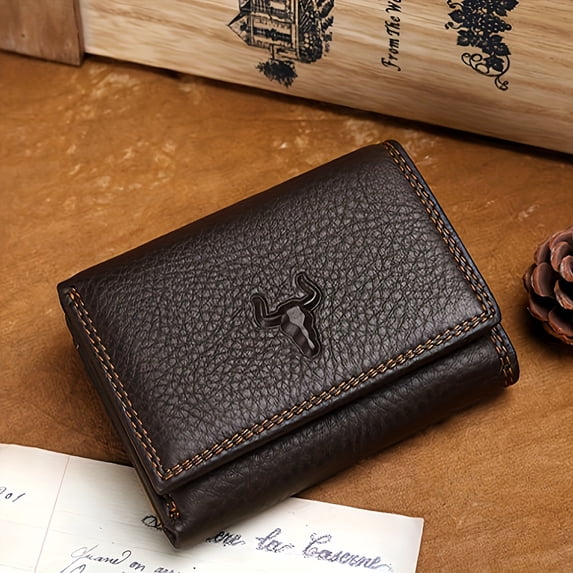 (Local Warehouse) Men's Trifold Wallet Top Grain Cowhide Wallet for Men Women, 2 ID Windows, 11 Card Slots, 2 Bill Compartments, Large Capacity Credit Card Holder Wallet, Fathers Day Gift for Him