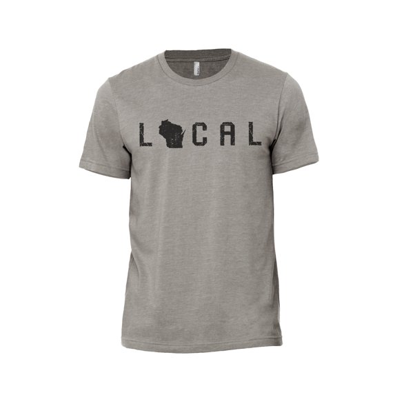 Local Wisconsin State Men's Modern Fit Fun Casual T-Shirt Printed Graphic Tee Military Grey Medium