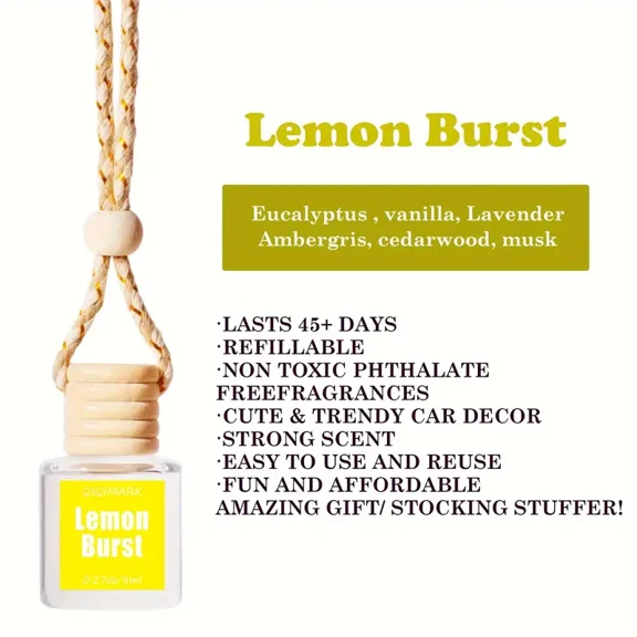 Local warehouse1 Pack Long-Lasting Car Air Hanging Fragrance Oil Diffuser-Lemon Burst