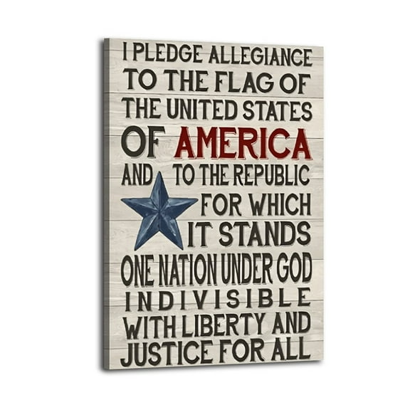 LocalPatriotic I Pledge Allegiance to The Flag of The United States Poster Wrapped Wooden Frame Wall Decor,Made in USA