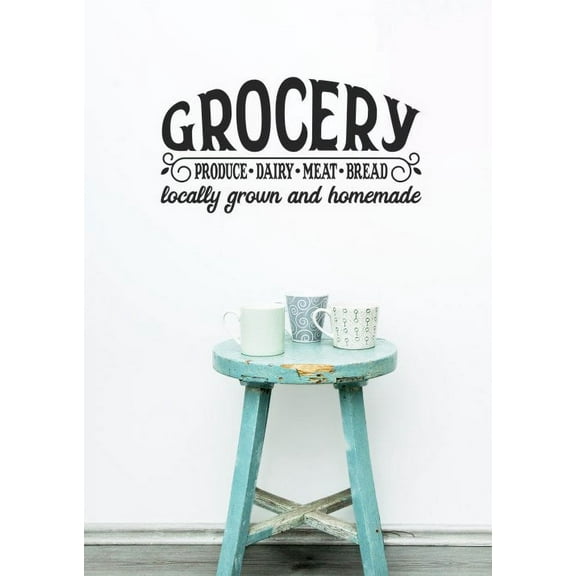 Locally Grown Homemade Farmhouse Decals Kitchen Letters Grocery Sticker 23x12-Inch Black