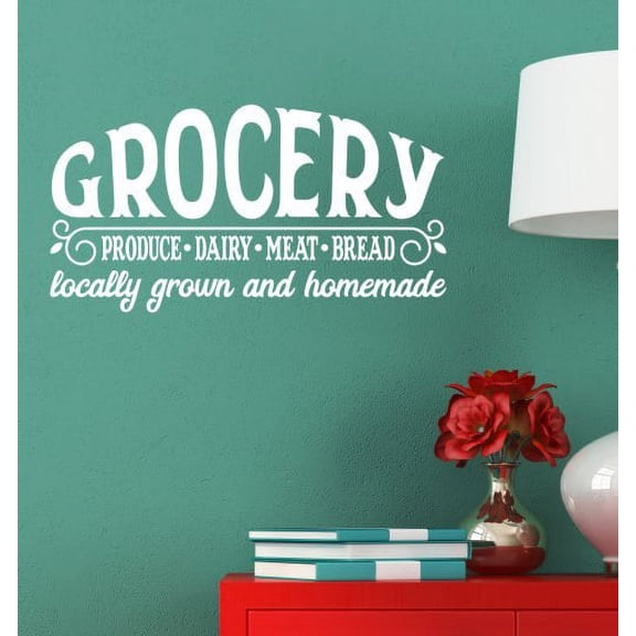 Locally Grown Homemade Farmhouse Decals Kitchen Letters Grocery Sticker 23x12-Inch White