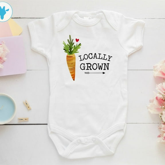 Locally Grown Onesie - Carrot Onesie - Hipster Baby Clothes - Vegan Bodysuit - Baby Onesie Funny Cute Baby Onesie, BABY BODYSUIT LAT 4424