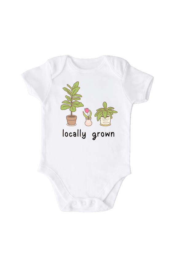 Locally Grown Succulents Plant Baby Shirt Premium Custom Baby Clothes Unisex Baby Announcement Gift for Mom Newborn Outfit 18m White