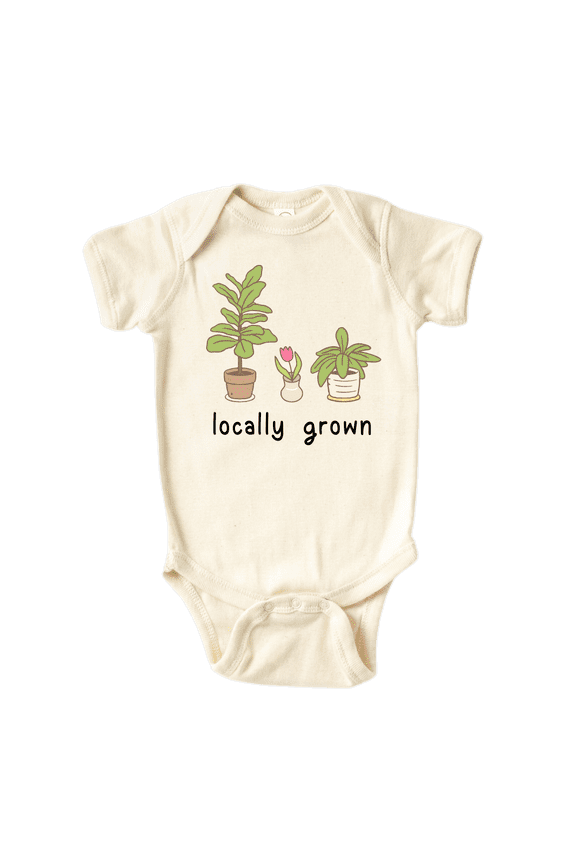 Locally Grown Succulents Plant Baby Shirt Premium Custom Baby Clothes Unisex Baby Announcement Gift for Mom Newborn Outfit 6-9m Natural