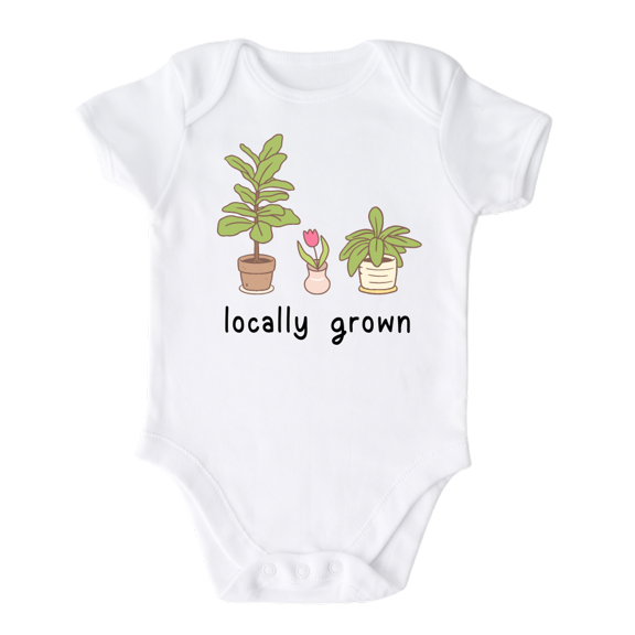 Locally Grown Succulents Plant Baby Shirt Premium Custom Baby Clothes Unisex Baby Announcement Gift for Mom Newborn Outfit 6-9m White