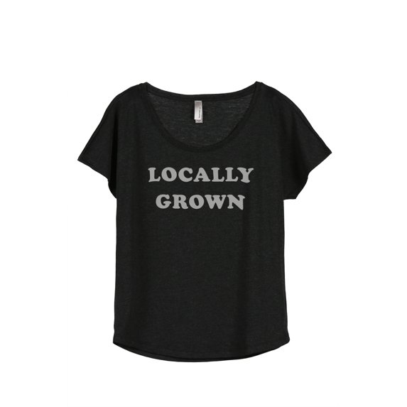 Locally Grown Women's Fashion Slouchy Dolman T-Shirt Tee Heather Black 3X-Large