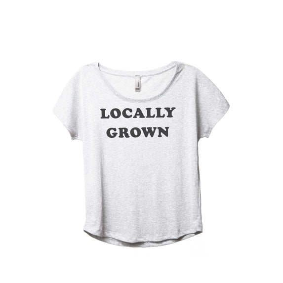 Locally Grown Women's Fashion Slouchy Dolman T-Shirt Tee Heather White Medium