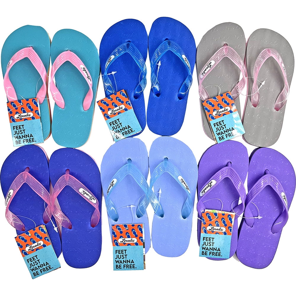 Locals Hawaii Girls Stripe Slipper, Assorted Colors, 8.5 Inch Sole