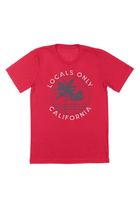 Locals Only Cali Humor Graphic Red Mens T-Shirt