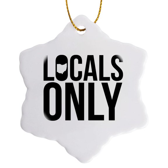 3drose, Locals Only Ohio, 3 inch Snowflake Porcelain Ornament
