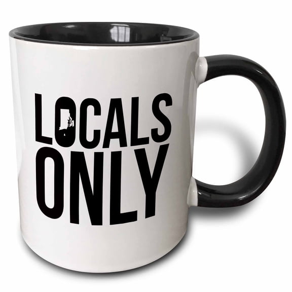 3drose, Locals Only Rhode Island, 11oz Two-tone Black Mug