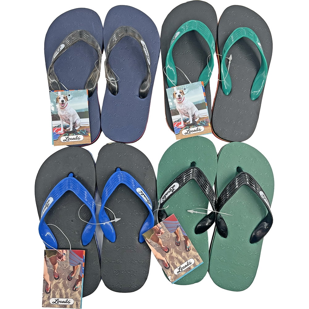 Locals Hawaii Boy's Stripe Slipper, Assorted Colors, 7 Inch Sole