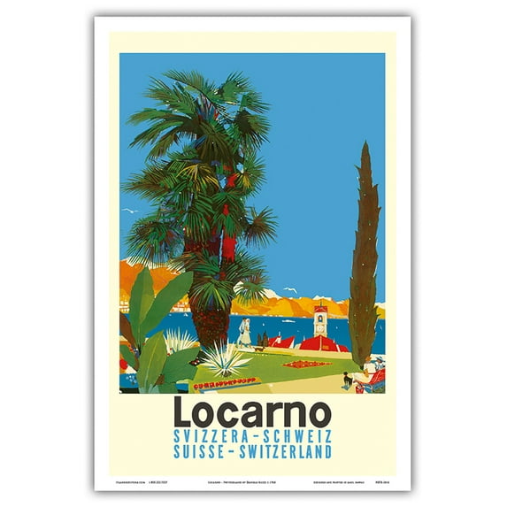 Locarno - Switzerland - Svizzera - Schweiz - Suisse - Vintage Travel Poster by Daniele Buzzi c.1968 - Master Art Print (Unframed) 12in x 18in
