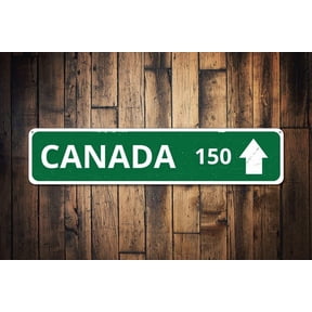 Location Directional Arrow Sign Mileage Destination Sign Canada Sign Custom Distance Mile Sign - Canadian - Size: 16 x 4 Inches